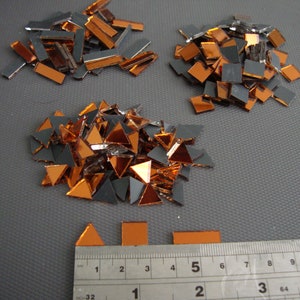300 pcs, Mosaic Burnt Orange mix shape  Mirror Glass Tiles for Art & Craft, 2 mm thick