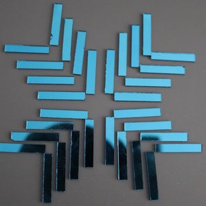 Mosaic Quality Turquoise Mirror Glass strips, Art & Craft, 3 x 0.5 cm, 1.6 mm, 100 pcs