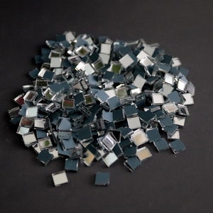 1000 pieces, Mosaic Silver Mirror Tiles (Approx 5 x 5 mm) 2 mm thick.