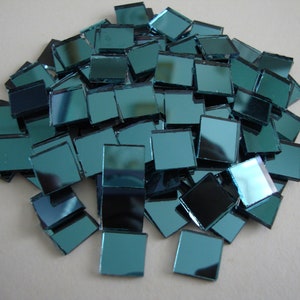 300 pieces, Mosaic Azure blue mirror Glass for Art & Craft, approx 1 x 1 cm, 2 mm thick.