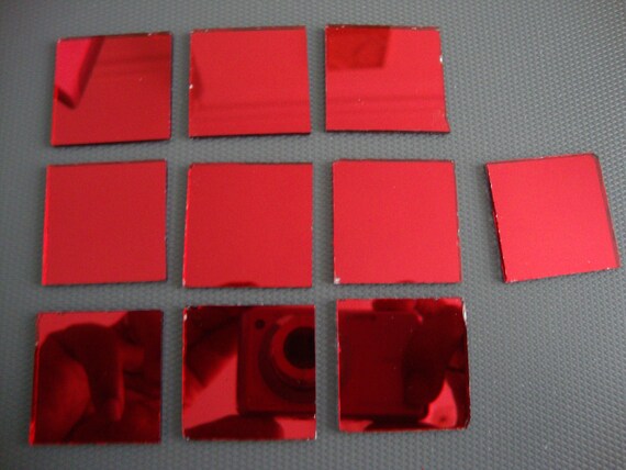 Mosaic Red Mirror Glass Tiles For Art Craft 3 X Ireland Mosaic Red Mirror Glass Tiles, Red Mirrored Glass Tiles