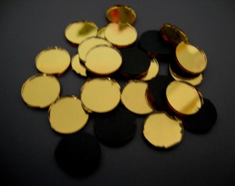 25 # Glass Gold Mirror approx 12 mm round for embroidery.