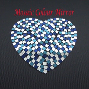 1000 pieces Mix colour, Mosaic Silver, Dark blue & Azure blue mirror approx 5 x 5 mm, 1.8 mm thick.