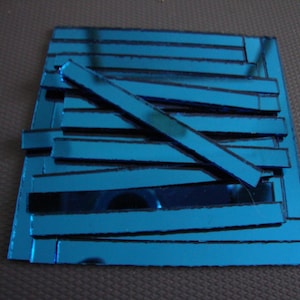 50 Pieces, Turquoise Glass Mirror Tiles, Size Approx: 5 x 0.5 cm, Thickness 1.6 mm, Art&Craft
