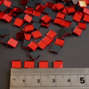 500 pieces, Red Glass Mirror Tiles, Size Approx 5X5 mm, 1.8 Thickness, Art and Craft
