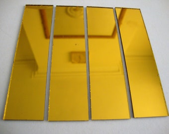 Mosaic Gold mirror glass approx 4 x 1 Inch, 10 pieces, 1.6 mm thick.
