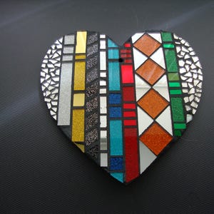 Mosaic wall hanging Heart shape, 15 cm. Indoor.