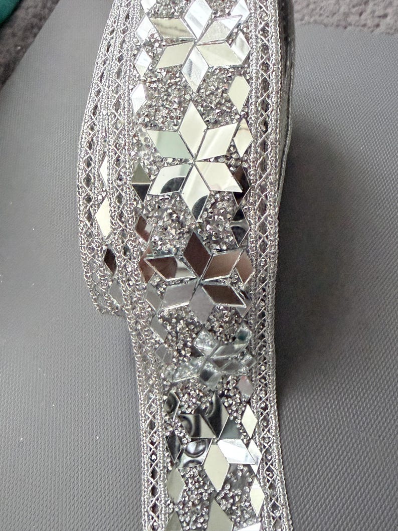 1 Yards Silver Mirror Glass Lace, Width 2 Inches. - Etsy