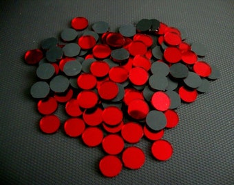 100 # Glass Red Mirror approx 12 mm round for embroidery.