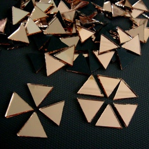 200 pieces Mosaic Triangular Rose gold Mirror, Tiles Approx 2 x 2 x 2 mm, 2 mm thick.