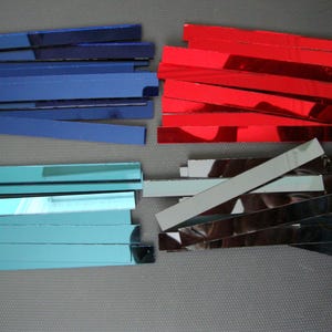 Mosaic Mix color mirror glass strips approx 1 x 10 cm, 40 pieces.