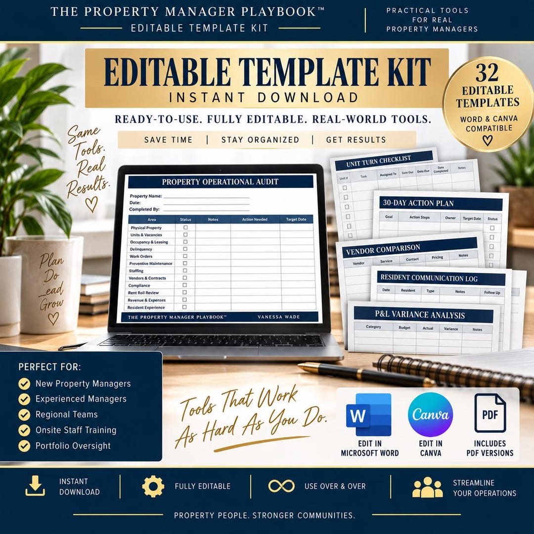 Property Manager Playbook Toolkit | 32 Editable Templates, Scripts ...