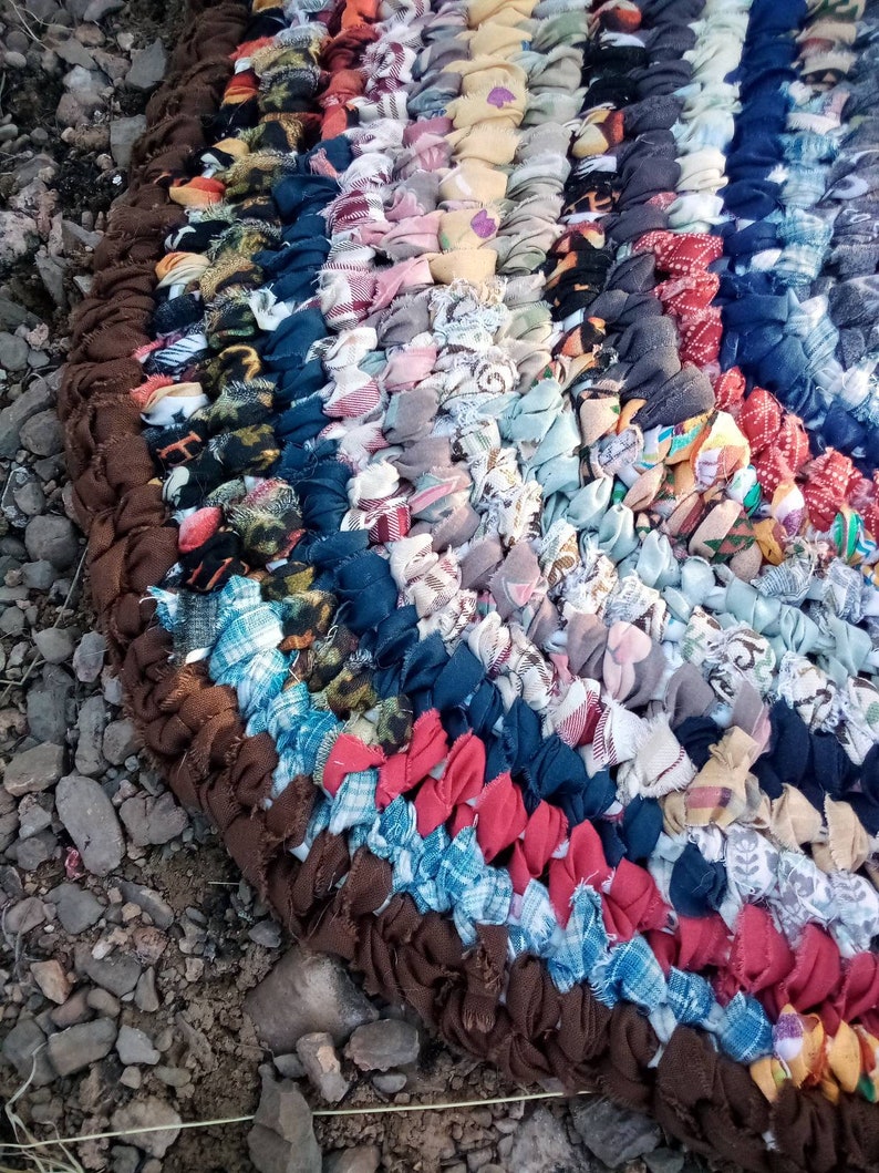 Brown Multicolored Large Rag Rug Oval. Toothbrush Knotted Etsy
