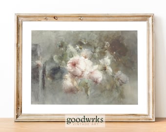 Muted Floral Vintage Painting | Soft Vintage Florals | Vintage Still Life Art | Living room Wall Art |  Vintage Digital Print | ST1