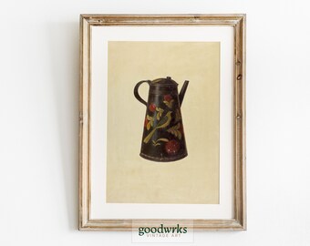 Vintage Kitchen Wall Art | Antique Coffee Pot Print | Vintage kitchen decor | Vintage Coffee lover art|  Farmhouse Decor FH1