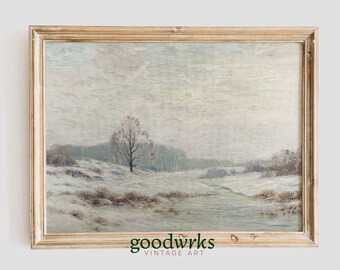 Winter Vintage Landscape Art | Vintage Landscape Wall Art | Watercolor landscape | Vintage Art Prints Download | PRINTABLE VINTAGE ART | L4