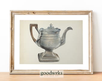 Vintage Kitchen Decor | Antique Coffee Pot Print | Kitchen wall art | Vintage Pitcher | Vintage Digital Prints | Farmhouse Decor FH6