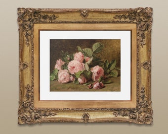 Flower Painting | Roses Print Downloadable Art Vintage | Vintage Pastel Roses Painting | Vintage Flower Print Digital | SL9