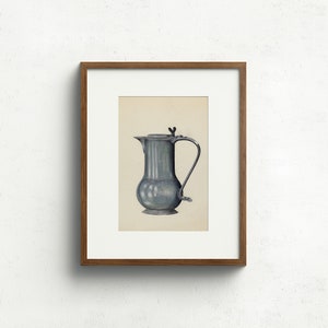 Vintage Kitchen Art Pewter Coffee Pot Vintage kitchen decor Vintage Coffee Pitcher Vintage Digital Prints Farmhouse Decor FH4 image 4