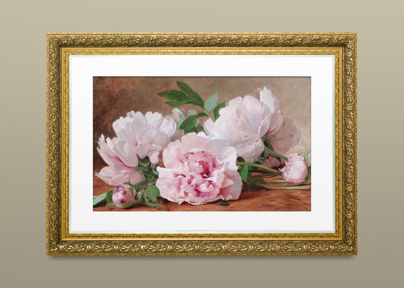 Soft Vintage Peony Art French country vintage art Digital Vintage Print Vintage Master Bedroom Art Botanical vintage wall art SL10 image 2