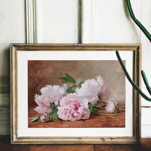 Soft Vintage Peony Art French country vintage art Digital Vintage Print Vintage Master Bedroom Art Botanical vintage wall art SL10 image 7