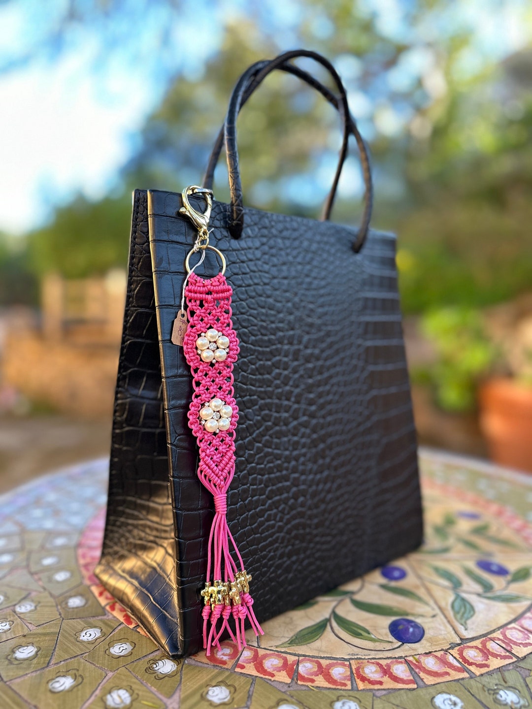 Handmade Unique Pink Micro Macrame Keychain/purse Tag/backpack Tag - Etsy