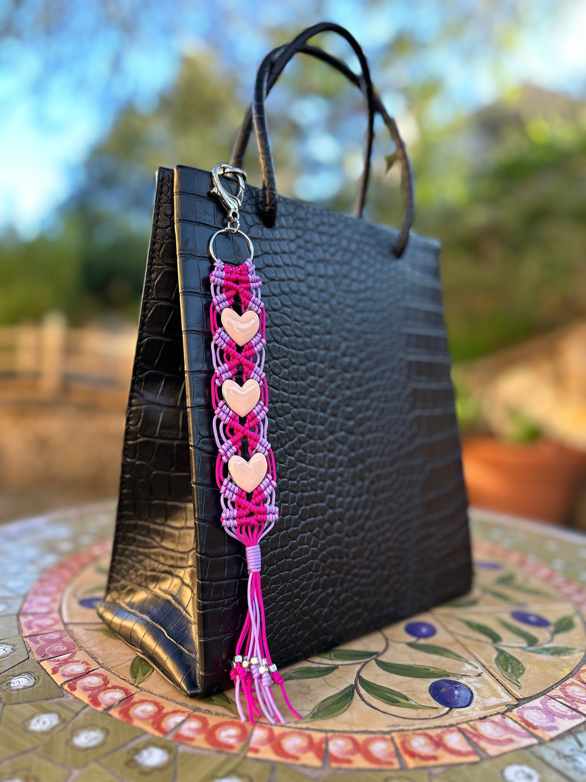 Handmade Unique Colorful Heart Micro Macrame Keychain/purse Tag ...