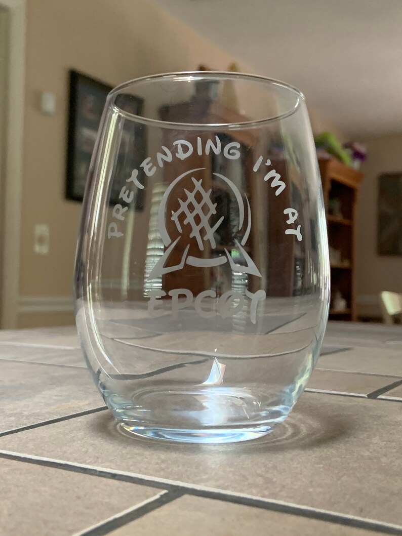 Epcot inspired etched wine glass Etsy