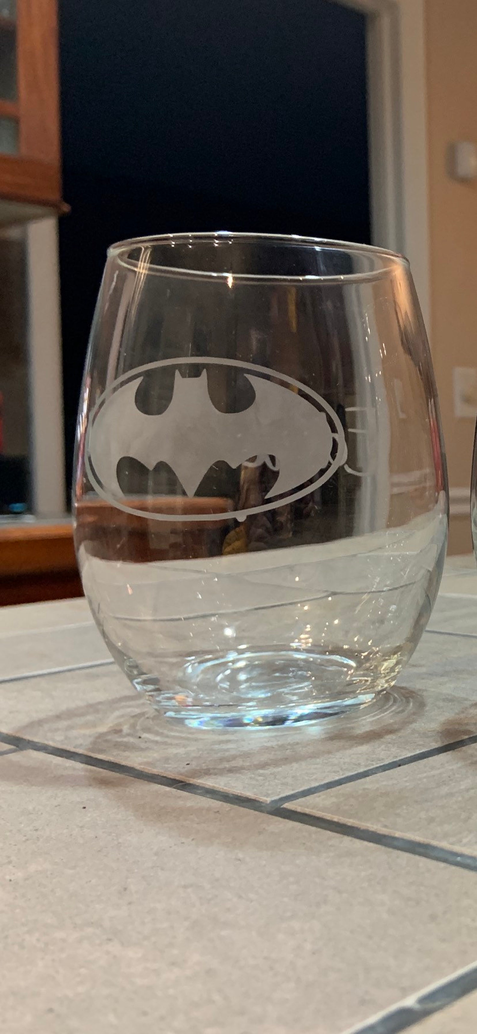 Batman etched wine glass Etsy