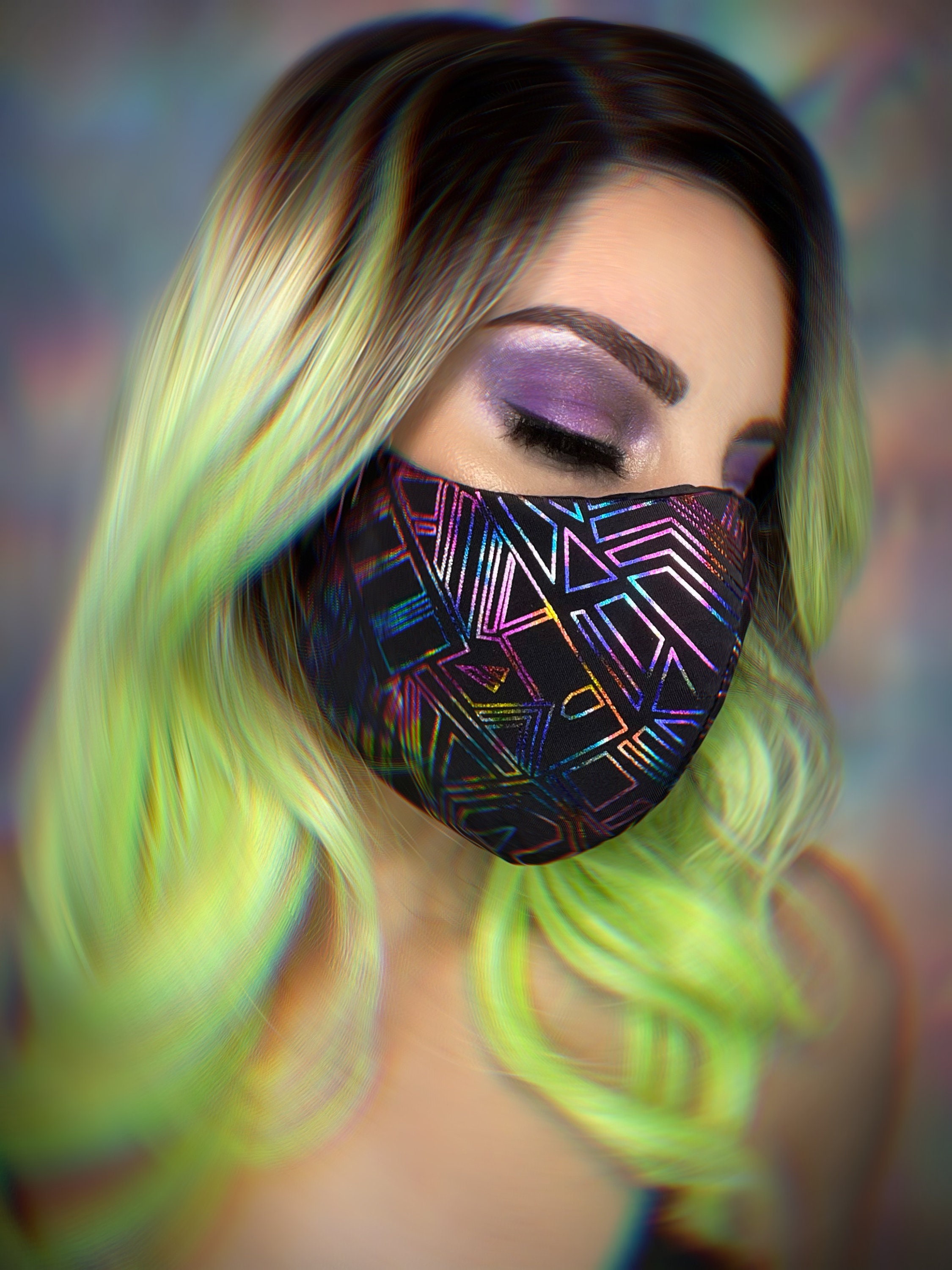 5 Sizes Holographic Metallic Face Mask Tron Optional PM Etsy