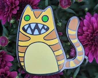 Yelling Tabby Cat Pin - HARD ENAMEL 2" TALL