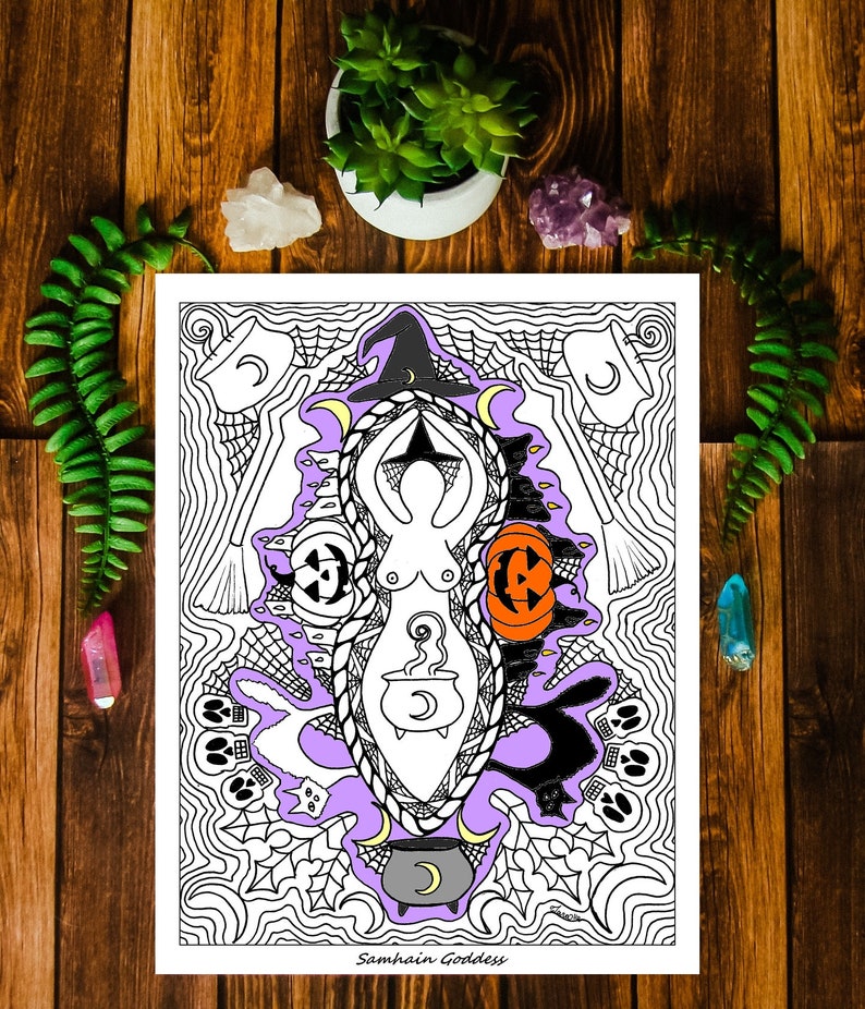 samhain coloring page goddess pagan