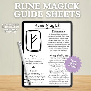 Guía de magia rúnica, hojas para descargar, libro de trabajo de runas imprimible, libro de las sombras, hojas de grimorio
