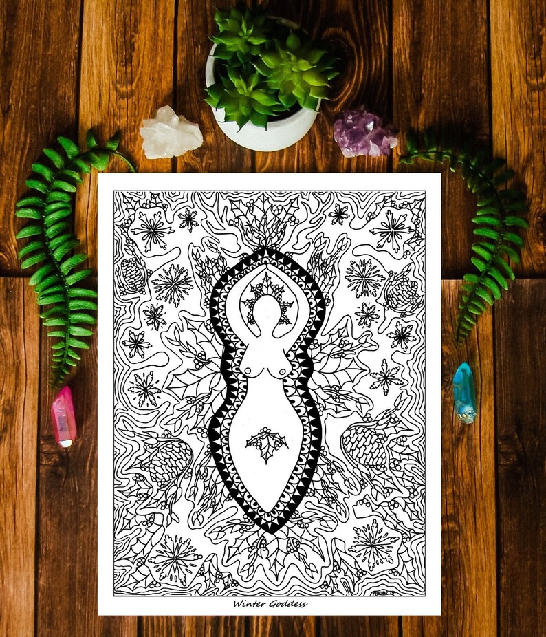 Goddess Art Yule Art Coloring Page Winter Solstice Pagan ...