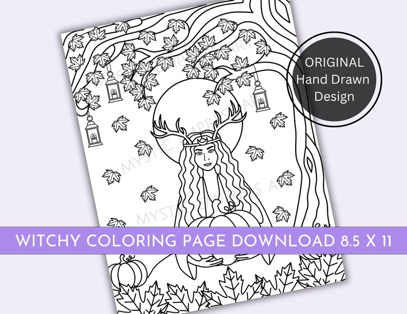 Autumn Goddess Coloring Page Mabon Witchy Art - Etsy