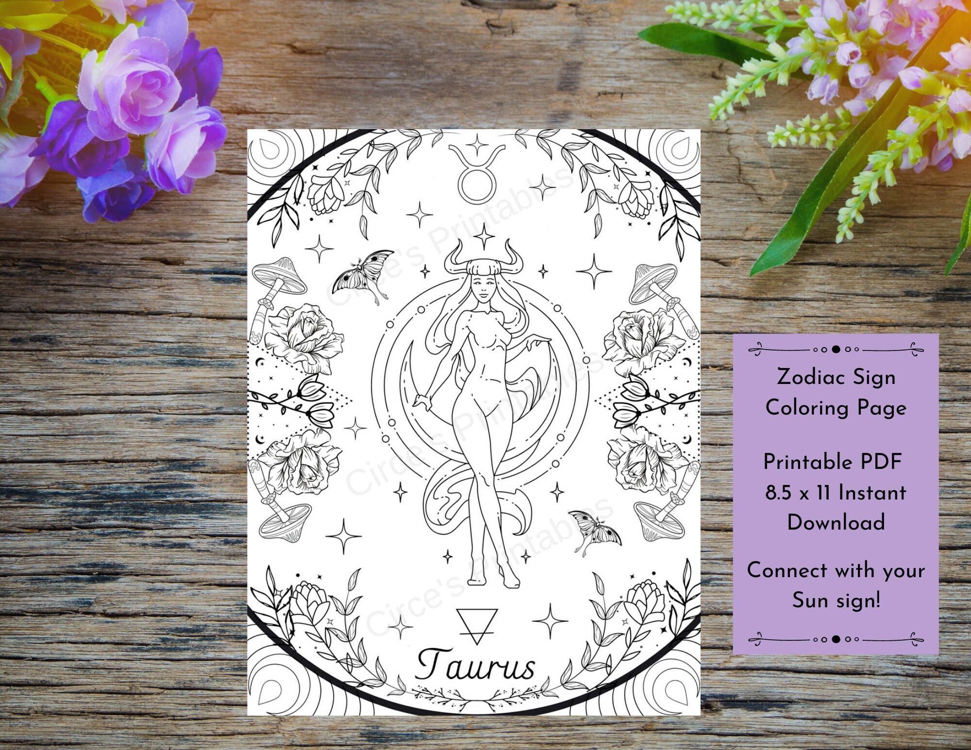 taurus zodiac coloring page taurus coloring page art zodiac etsy