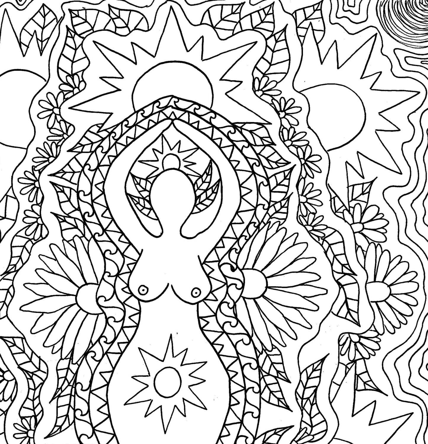 Printable Coloring Page Coloring Pages Summer Solstice Goddess | Etsy