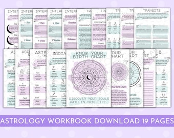 Astrology Workbook Guide Sheets Birth Chart Printable Astrology Printable Zodiac Download Grimoire Paper Spiritual Art