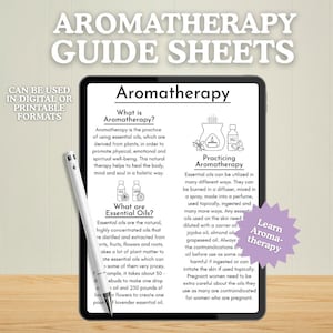 Aromatherapy Guide Sheets: Essential Oil Workbook (PDF Downloadable Printable)