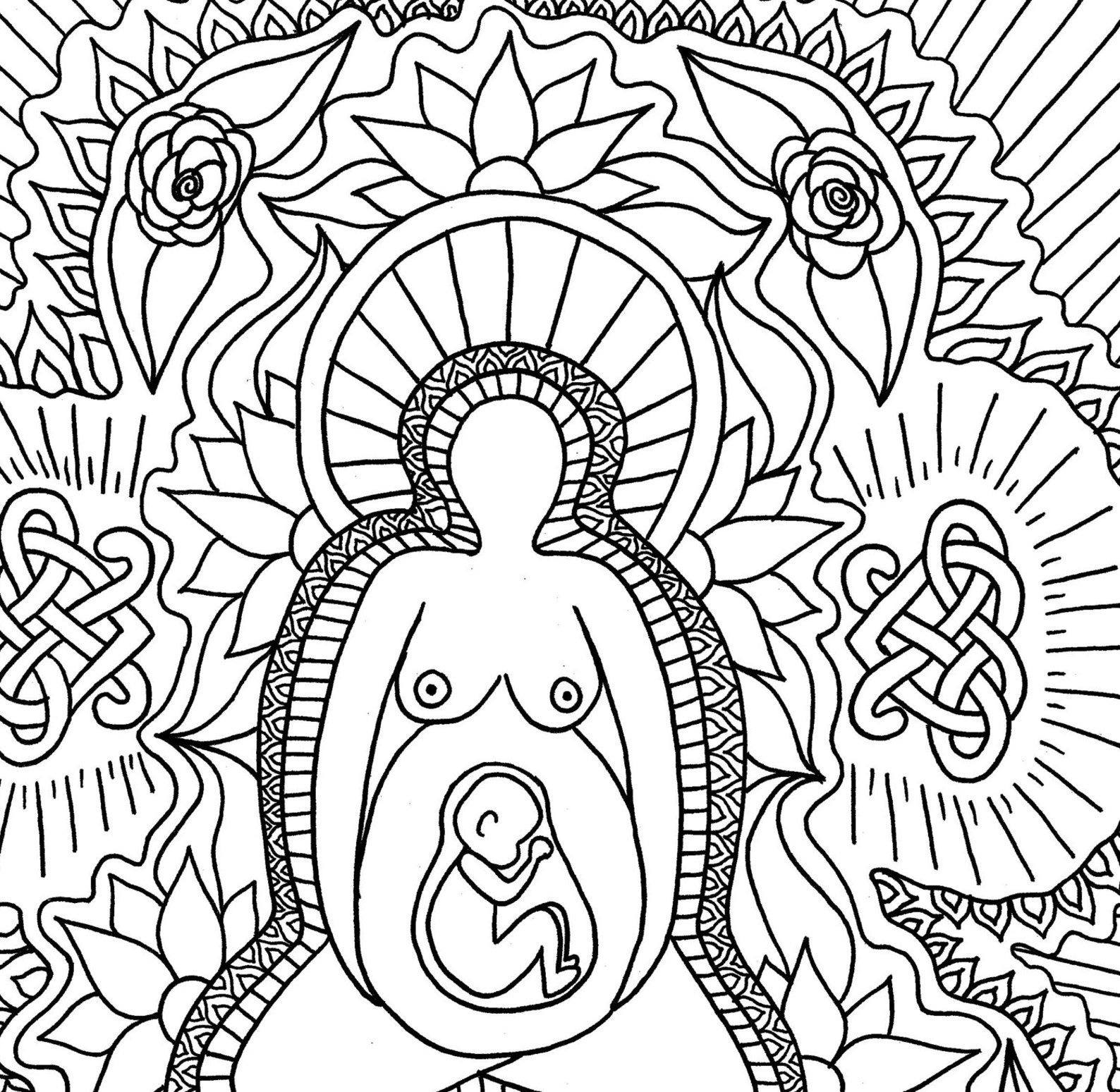 Pagan Art Earth Goddess Art Mandala Coloring Page Divine | Etsy