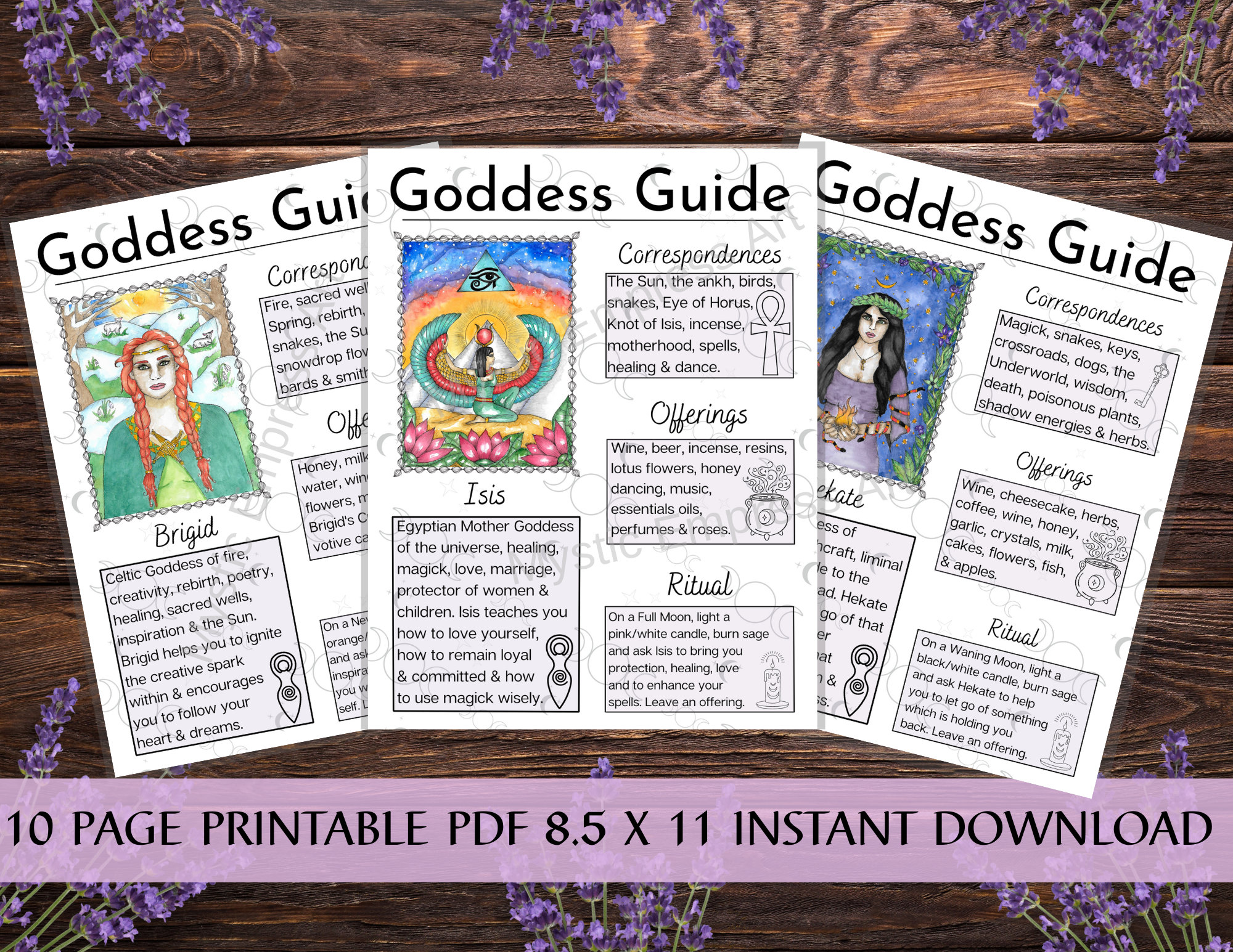 Goddess Guide Sheets Printable Book of Shadows Art Printable - Etsy