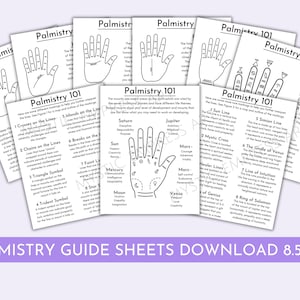 Palmistry Guide Sheets Downloadable Printable Divination Workbook Palm Reading Book of Shadows Grimoire Sheets Spiritual Art