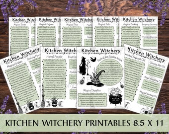 Kitchen Witch Guide Sheets Printable Book of Shadows Printable Kitchen Witchery Recipes Witchcraft Download Grimoire Paper Spiritual Art