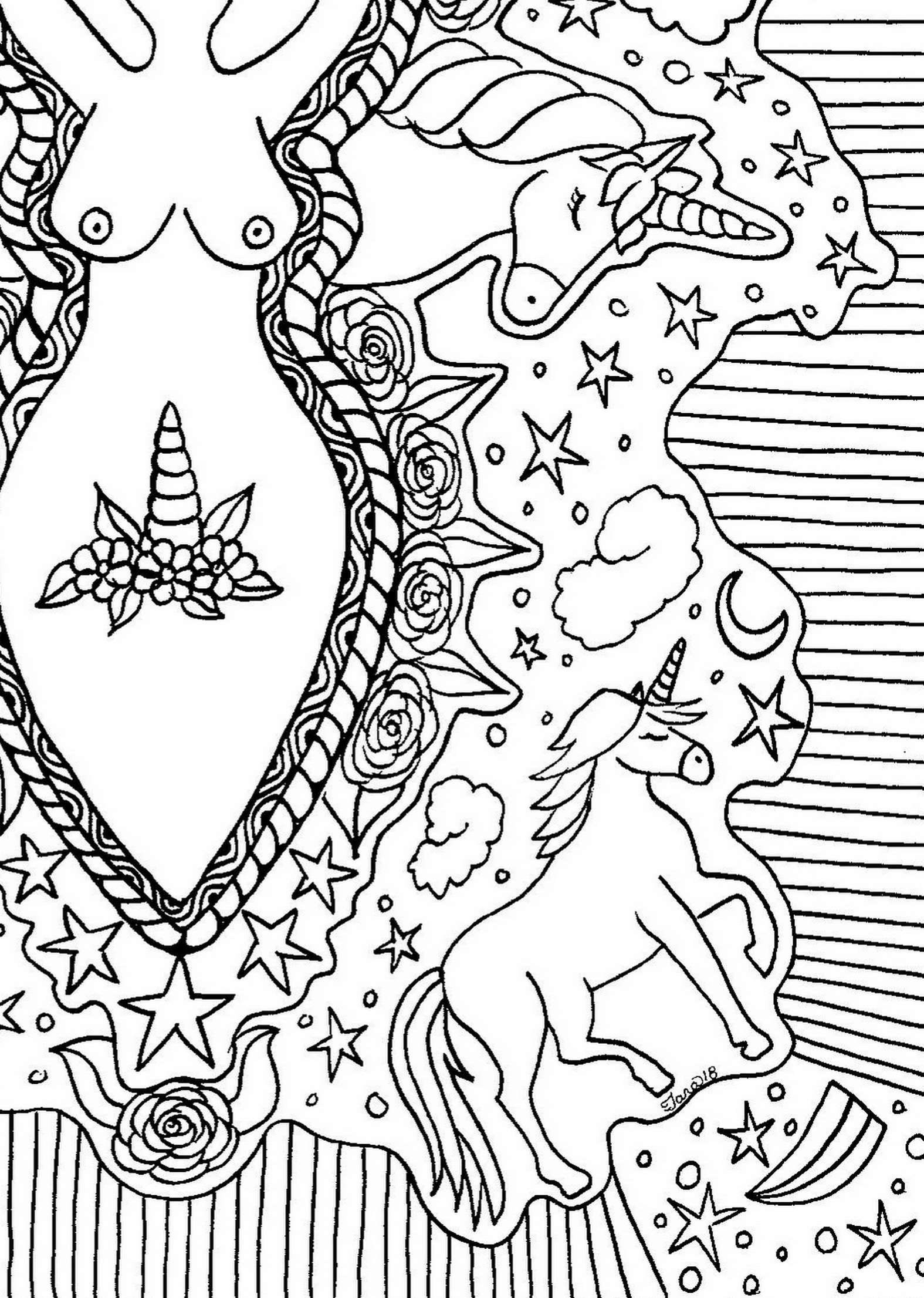 Unicorn Art Unicorn Coloring Page Goddess Art Mandala | Etsy