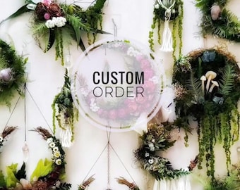 PLEASE read description! Annual Custom Order Made to Order custom crystal flower wreath home decor witchy art pagan altar adornment