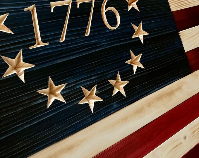 Featured listing image: Rustic Wooden 1776 Betsy Ross Flag
