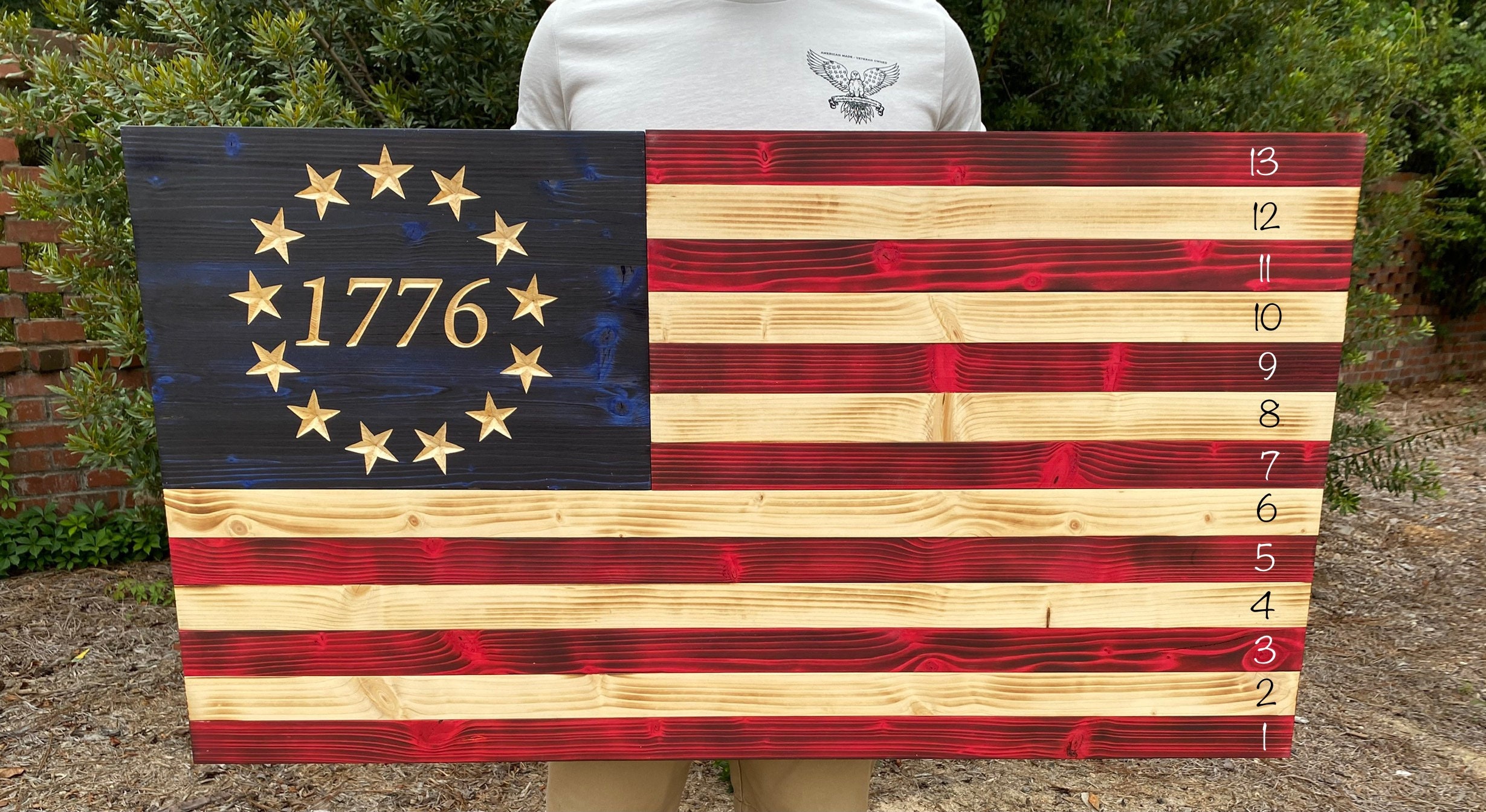 Rustic Wooden 1776 Betsy Ross Flag