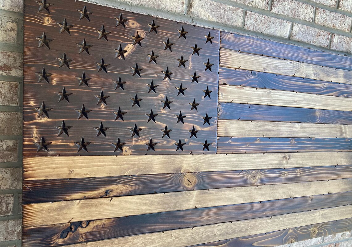 Distressed American Flag Rustic American Flag Wooden | Etsy