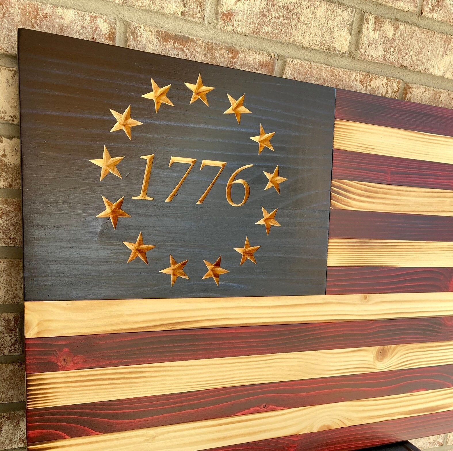 Rustic Wooden 1776 Betsy Ross Flag