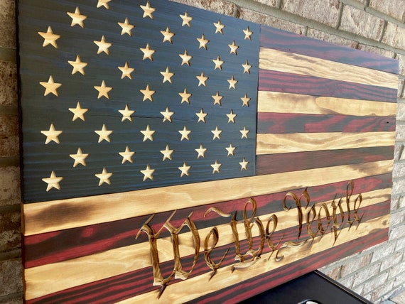 11” Rustic Wooden American Flag 